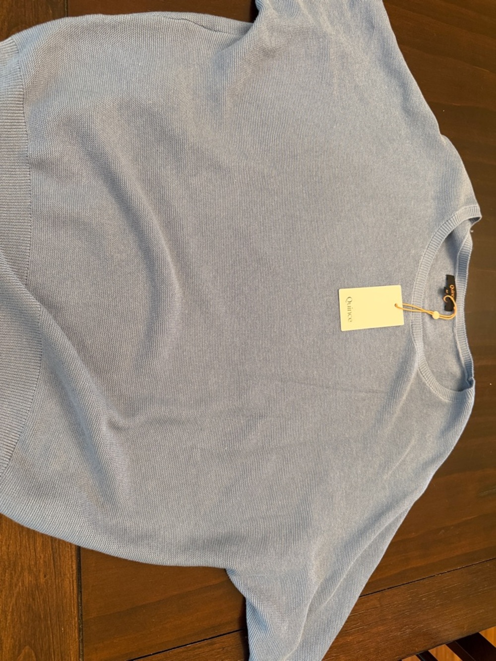 Quince Light Blue Short Sleeved Crewneck Sweater